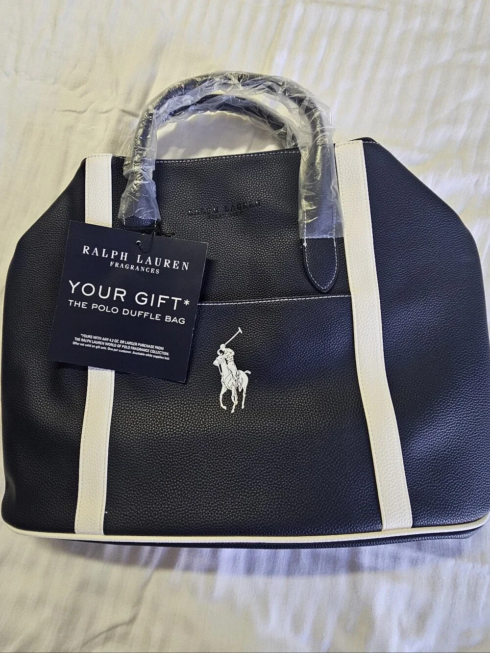 Ralph Lauren Navy and White Polo Duffle Bag